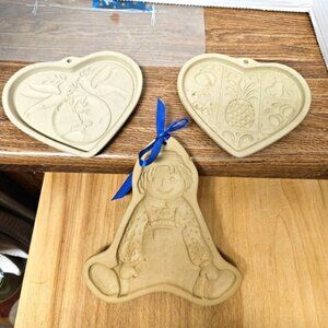 Vintage 3piece Stoneware Cookie Art Mold Set